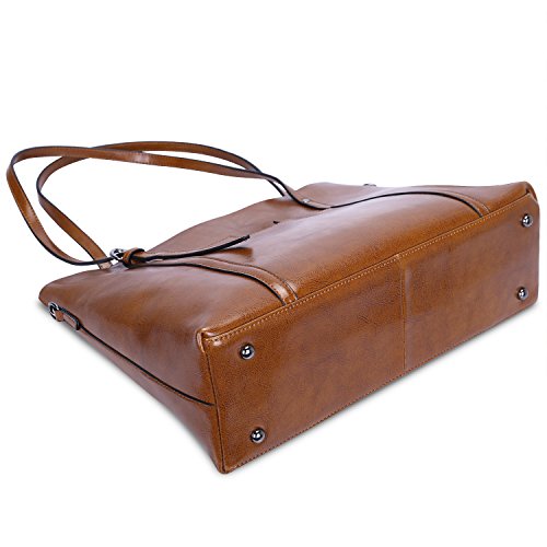 S-ZONE Women Genuine Leather Top Handle Satchel Daily Work Tote Shoulder Bag