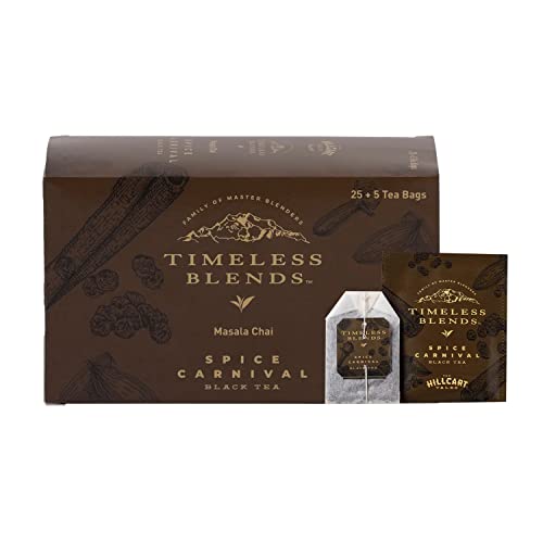 Image of Timeless Blends by The Hillcart Tales Spice Carnival Masala Chai Tea Bags 25+5 Pieces, Premium Black Masala Tea Leaves Wit Cinnamon, Cardamom and Clove, Refreshing Rich Aroma, 60 gms