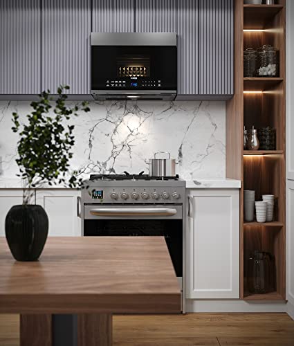 Image of KoolMore 1.3 cu. ft. 24 inch Over The Range Stainless Steel Microwave (KM-MOT-OP1SS), 300 CFM Vent Hood Function, 1000W