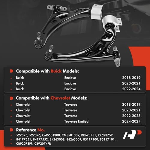 A-Premium 2 x Front Lower Control Arms, with Ball Joint and Bushing, Compatible with Chevrolet Traverse 2018-2023, Traverse Limited 2024 & Buick Enclave 2018-2024 - Image 3