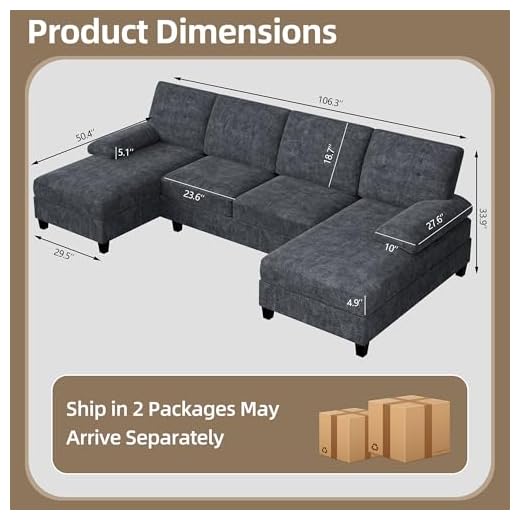 Stylish U-Shaped Sectional Sofa for Living Room