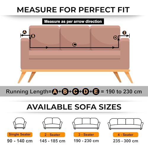 Image of Story@Home Sofa Cover 3 Seater Fully Covered | Stretchable Polyester Spandex Elastic Sofa Cover 3 Seater | Orange Criss Cross 3 Seater Sofa Covers for Living Room & Create Your Own Customized Set
