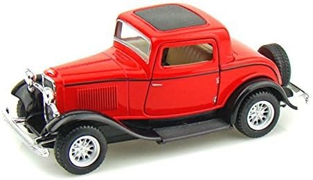 KiNSMART 1932 Ford 3-Window Coupe 1:34 Scale 5" Die Cast Metal Model Toy Classic Car (Red)
