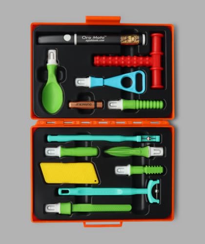 Image of Special Kit - Sensory Integration, Speech & Feeding Therapy Tools | Includes..Oro Moto Vibration brash, Pointer Spoon, Tongue Depressor, Wee Round Tip, Wee Round Textured, Soft Pointer, Uni Tip, Talk-Seal, Tongue Lateralization, Lip Seal, Chewy Tube Red Pack of 1 Kit
