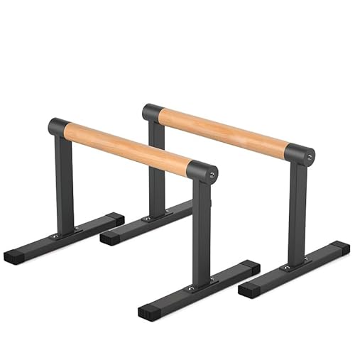 11.8″ High Wooden Parallel Bar and Dip Bar with Thick Beech Handles, Push-up Bar, Rock-Free Fitness Equipment for Handstand, L-Sit, Gymnastics, Strength Training Home Gym,440lbs