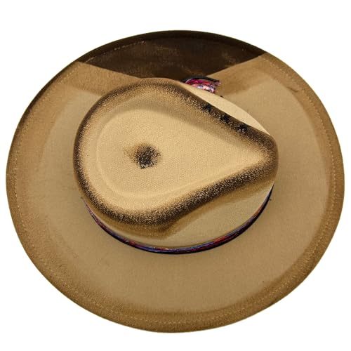 Image of Classic Wide Brim Fedora Hat for Women Man Floppy Panama Hat Western Felt Outdoor Hat with Band Sun Protection