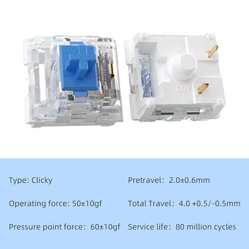 Image of Zhouwang 108PCS Blue Switches,3 Pin Replacement Dustproof Mechanical Keyboards Switches, Suitable clicker for 3D Prints and Gaming Keyboards