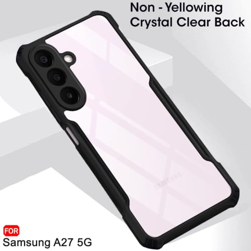 Image of TheGiftKart Shockproof Crystal Clear Back Cover Case for Samsung Galaxy A27 5G | 360 Degree Protection | Protective Design | Transparent Back Cover Case for Samsung A27 5G (PC & TPU, Black Bumper)
