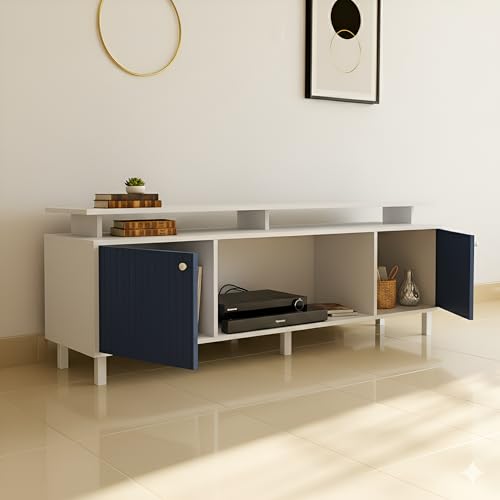 Callas Engineered Wood TV Entertainment Unit for Living Room | Modern TV Cabinet with Shelves & Storage (Blue, TV-22) 7 41+RJFZYB4L