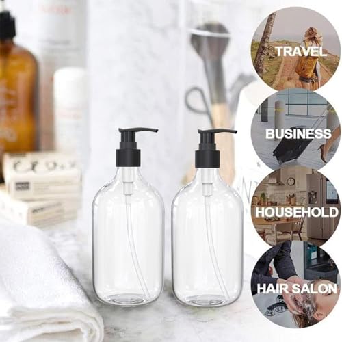 Image of Round Pump Bottle Soap Dispenser | Refillable Transparent Plastic Lotion Bottle | Empty Liquid Container for Soap, Shampoo, Lotion & Essential Oils (300+500ML Combo, Pack of 2)