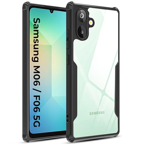 Image of A rtistque Clear Hard Transparent Acrylic Armor Anti-Drop Shockproof TPU Edge Back Cover Case for Samsung Galaxy M06 - Black