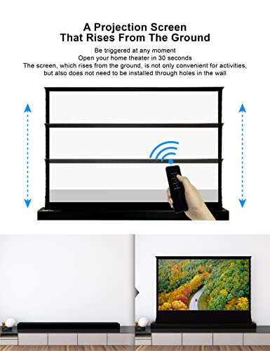 Vividstorm Since 2004-Pearlescent Cinema White Plus Screen Material,Black Housing Motorized Floor-Rising Projection Screen,Vsdstzw120H #TOP3