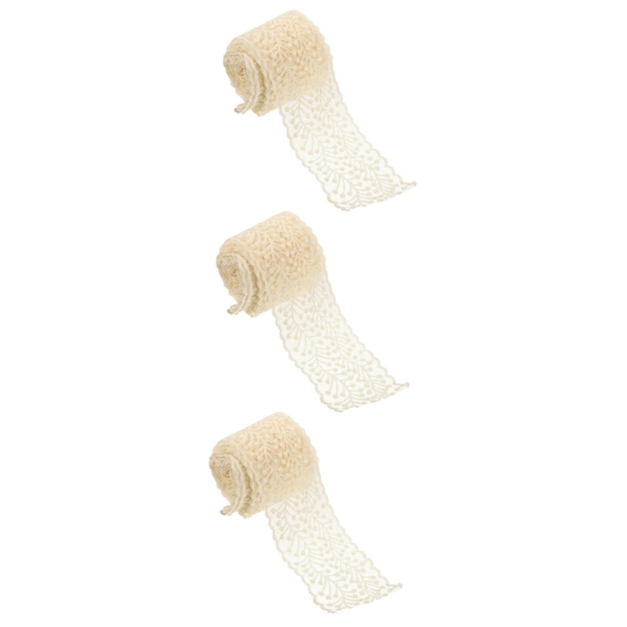 Operitacx 3rollos Encaje De Lazo Diy Para Manualidades y Accesorios De Cabello Metros De Ribete De Encaje Para Decoración De Ropa y Diademas Material Para Bonitos Adornos Estilo