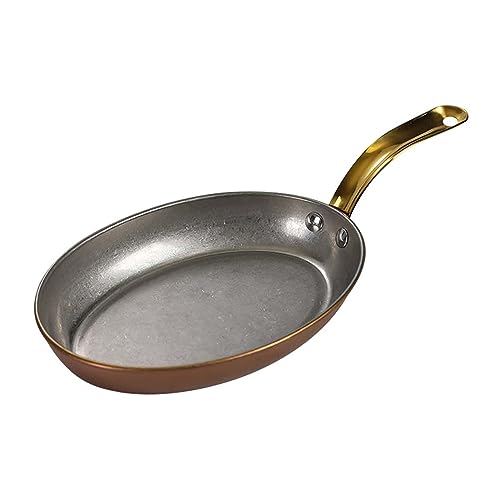 HQHYGM Oval Spanish Paella Pan with Handle - Stainless Steel Non-Stick Seafood Plate Frying Pans for Home Cooking and Outdoor Silver 16cm Tray(Rose Gold 16cm)