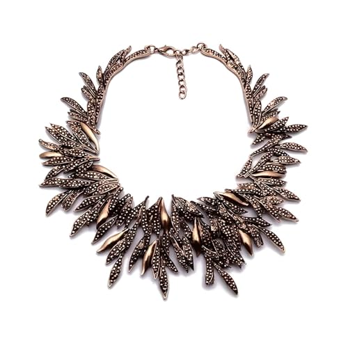 925 Sterling Silver Bib Necklace, Black Chunky Rhinestone Ethnic Vintage ZA Colorful Beaded, Resin Statement Large Collar Necklace Earrings Women Irregular Punk Big Bib Retro Jewelry Sets Boho