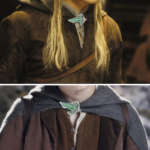 EKZ Elegance Elven Green Tree Leaf Enamel Pin,Cloak Clasp Brooches Elven Keepsake Pin for Luck and Mystery – Perfect for Christmas Festive Attire and Cosplay Jewelry2