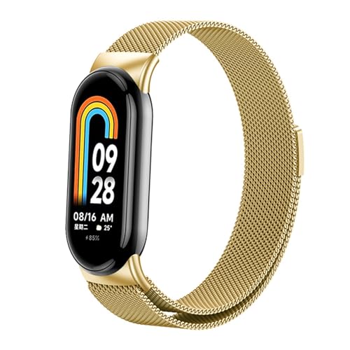FKMBD �~���l�[�[���[�v�X�g���b�v Xiaomi Mi Band 8 NFC�p �X�e�����X�X�`�[�� �N�C�b�N�����[�X�x���g Correa Miband8 �u���X���b�g Mi�o���h 8 �A�N�Z�T���[ �E�H�b�`�o���h (�S�[���h)