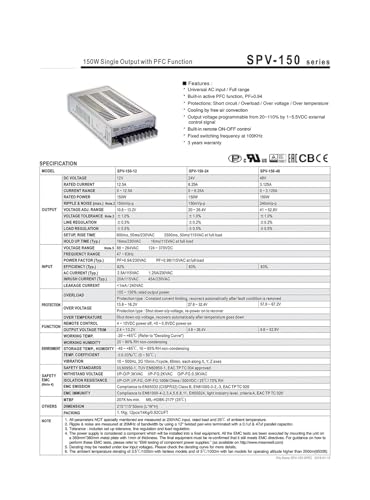 Alimentation à découpage SPV-150-24 haute performance 24V - 3