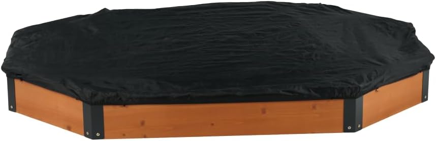 Octagon Sandbox with Storage for Kids, Solid Wood Sandpit with Cover and Liner for Backyard, Patio, Outdoor Play (Octagon Sandbox-Reddish Brown)