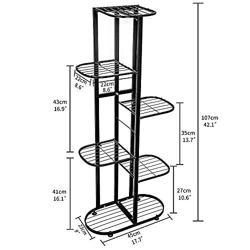Image of Metal Flower Pot Stand for Indoor & Outdoor - Multi-Tier Iron Plant Stand for Home, Balcony & Garden - Space-Saving, Multi Tier Plant Stand for Balcony (Gold, 47 x 25 x 102 cm