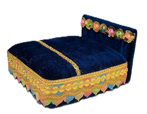 Image of RD Handicraft Thakur Ji Bed, Laddu Gopal ji Bed, Bal Gopal ji Bed with Blanket Silk All Purpose Bed |Diesal (17x16x10 cm)