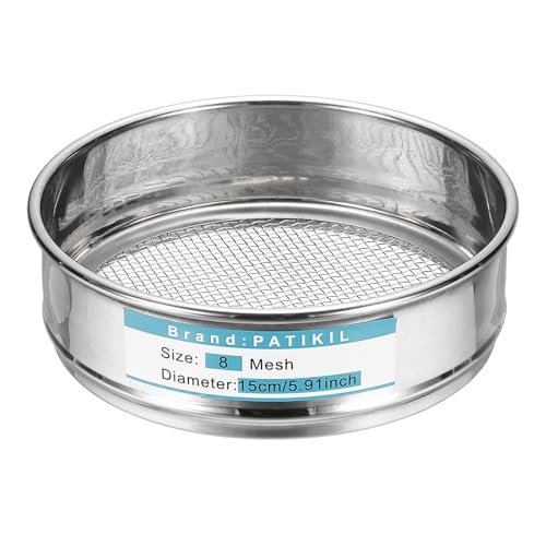 PATIKIL Lab Sieve 8 Mesh 2.5mm 5.9"/15cm Diameter Sifting Screen