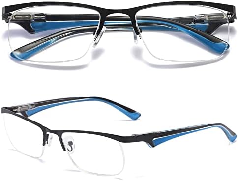 MAGIMODAC Anti Blue Light Reading Glasses Metal Half Frame Rim Readers Glasses for Men and Women Fashion 1 Pcs