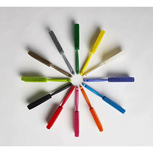 Image of 1 19 /32 in W Bench Brush, Soft, 6 3 /4 in L Handle, 7 in L Brush, Purple, Plastic, 13 in L Overall - 1 Each