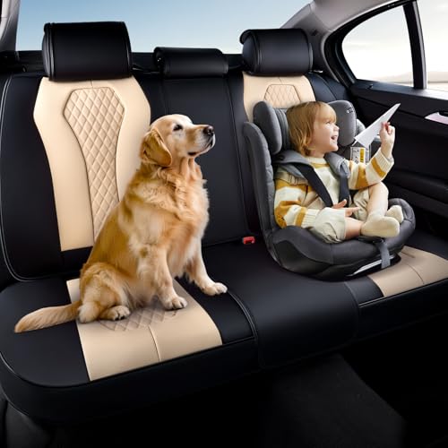 Image of Coverado Car Seat Covers, Back Car Seat Cover, 3-Pieces Leather Seat Cover, Luxury Car Seat Cushion, Luxury Seat Cover Seat Protector Universal Most Cars Trucks SUV