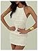 MakeMeChic Women's Halter Mini Dresses Y2k Backless Fall Ruched Cocktail Dress White Small