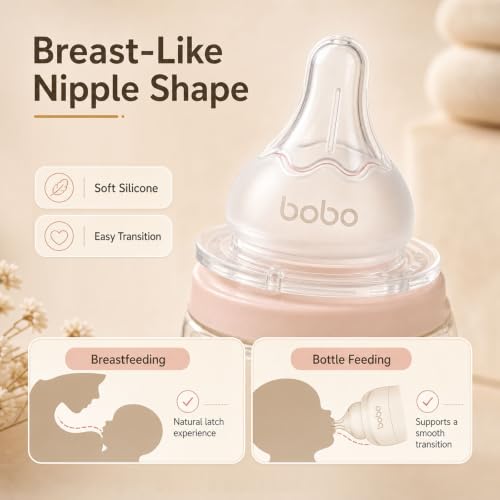 Image of YOHKOH Baby Bottle Nipples for Wide Neck Bottles, 100% Natural Feel Silicone Nipples, BPA-Free (3m+, M, 4 Counts)