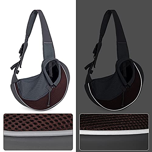 image for YUDODO Pet Dog Sling Carrier Breathable Mesh Travel Safe Sling Bag Car