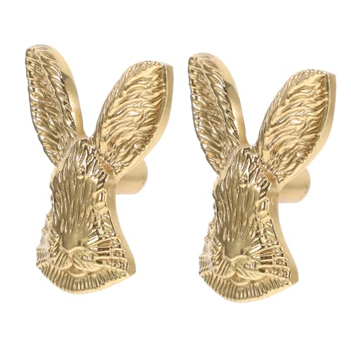 ARTIBETTER 2pcs Bronze Rabbit Head Drawer Knobs Modern Cabinet Pulls Black Hardware for Furniture