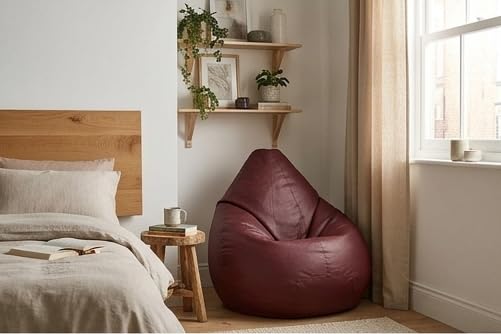 Image of 7 India Leatherette Bean Bag Without Beans| Comfortable Sofa Chair for Living Room, Bedroom & Office | Durable Double Stitch Bean Bag Seat only Cover Color Brown Size XXL