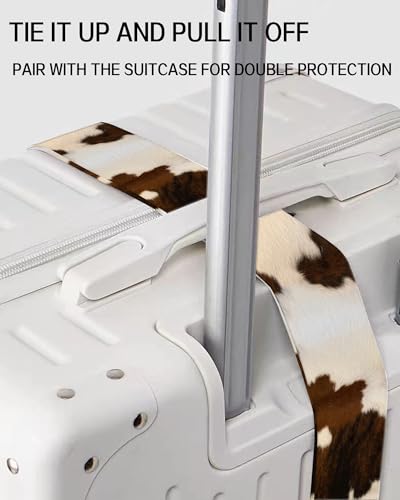 Luggage Straps for Suitcases, Adjustable Travel Belt, Durable Wide Luggage Strap, Cute Suitcase Strap Identifiers with Buckle, Bag Straps for Luggage, Retro Brown Cowhide3