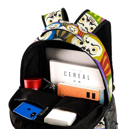 Sac à dos d'école Daruma multicolore 40cm pour adolescents et filles - 4
