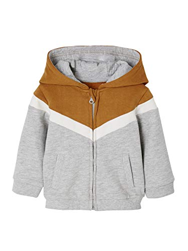 Vertbaudet Baby Jungen Kapuzen-Sweatjacke karamell/grau 86