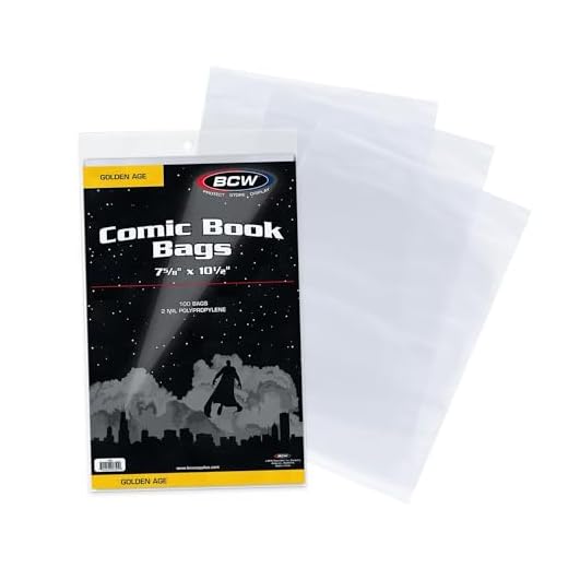 BCW Golden Age Comic Bags - 100 ct | Crystal Clear, Acid-Free Protection, Polypropylene Sleeves | Comic Bags for Secure Storage of Standard Golden Comics Collection