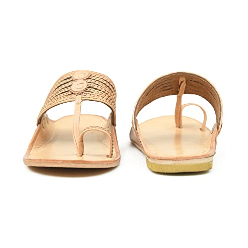 Image of Stepfox Men's Genuine Leather Kolhapuri Chappals | Handcrafted Traditional Ethnic Footwear for Weddings, Festival | Comfortable and Durable Handmade Indian Leather Slipper for Men