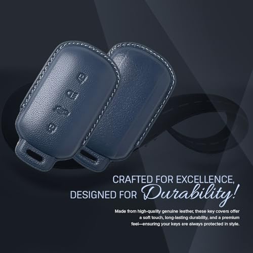 Image of Keyzone Royal Leather Key Cover for Tata Harrier 2026, Safari 2026, Sierra 2025, Curvv, Curvv EV Smart Key (Celestial Blue)