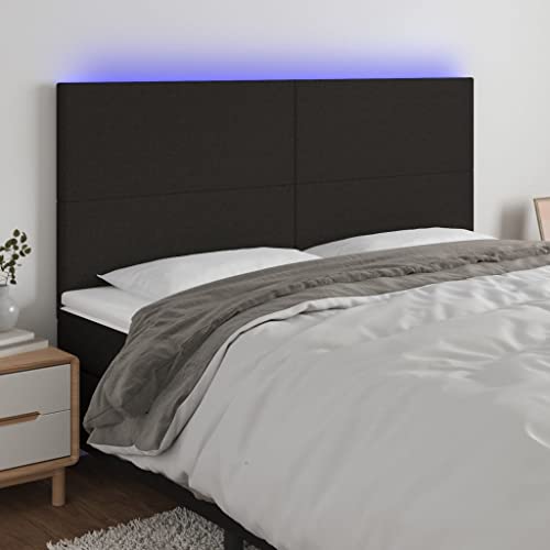 Brokky Cabecero con Luces LED cabeceros de Cama cabeceiras de Cama Tela Negro 180x5x118/128 cm / 3122160