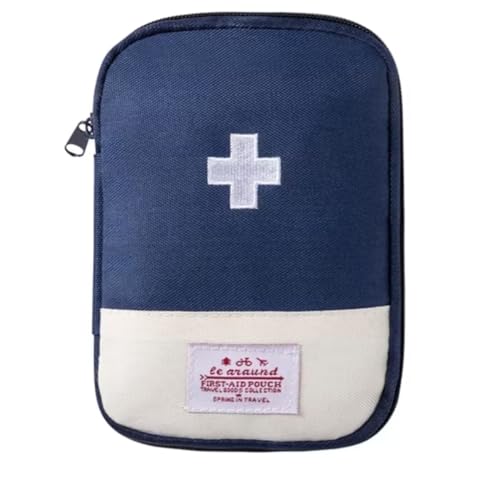 Bolsa de Primeiros Socorros Portátil, Azul Marinho e Branco, com Cruz Médica, para Viagem