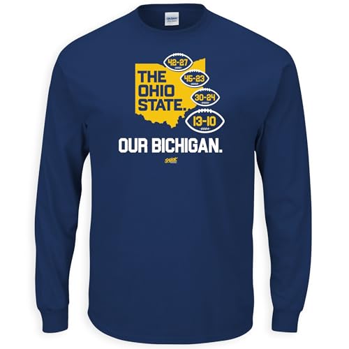 Camiseta de Michigan College anti-Ohio ropa deportiva azul marino tallas grandes hombre