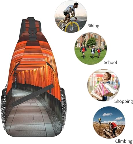 Fushimi Inari Taisha-Rucksack, Reisetasche, lässige Brusttasche, Wandern, Tagesrucksack, Crossbody-Tasche für Männer und Frauen, Siehe Abbildung, One size