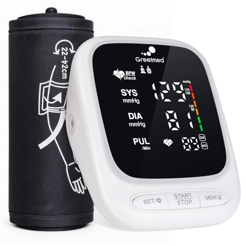 Blood Pressure Monitor Upper Arm Automatic Talking Blood Pressure Cuff, Rechargeable Blood Pressure Machine for Home Use Digital Led Display, Adjustable 8.7'-16.5' Large BP Cuff Dual User Model