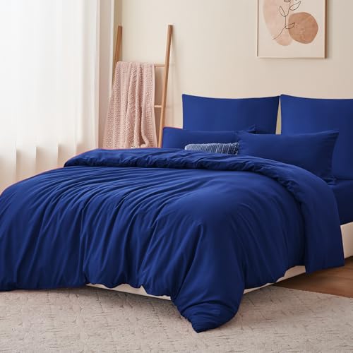 RUIKASI Bettwäsche 200x200 Blau 3teilig - Königsblau Mikrofaser Bettwäsche-Sets Oeko-TEX… – Ansicht 3