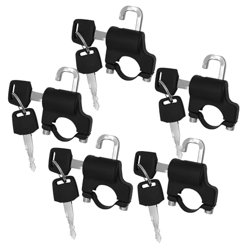 Cabilock 5 Juegos Candado Antirrobo para Casco de Motocicleta Unidades Cierre Seguro Resistente la Intemperie Compatible con Manillar para Scooter Eléctrico y Moto Desbloqueo Rápido y