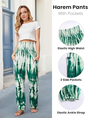 QIANXIZHAN Women's Harem Pants, High Waist Yoga Boho Trousers with Pockets