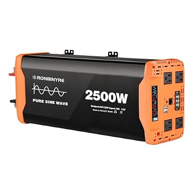 Quipsox Pure sine Wave Inverter 1500W 2000W 2500W 3000W 12VDC/24VDC to 220V AC Converter with WiFi,Smart LCD Display(Optional) Dual Fans(2500W)