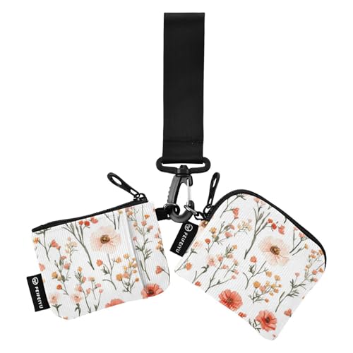 Carteras blancas de melocotón para mujer, tarjeteros, monedero de moda con bolsillo con cremallera para monedas para mujeres y hombres, 2 piezas, Flores de melocotón blanco, 1 size